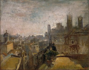 Ramon Martí i Alsina. Vista de Barcelona des d'un terrat de la Riera de Sant Joan, 1889